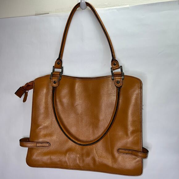 Vintage 70's Genuine Leather Camel Handbag - Picture 2 of 11